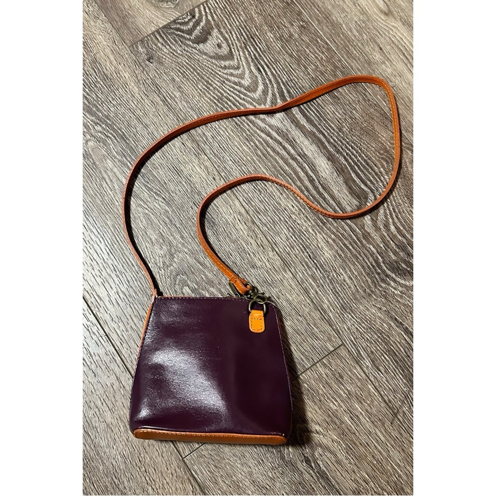 Vera Pelle Crossbody Purse Handbag Purple  Italy